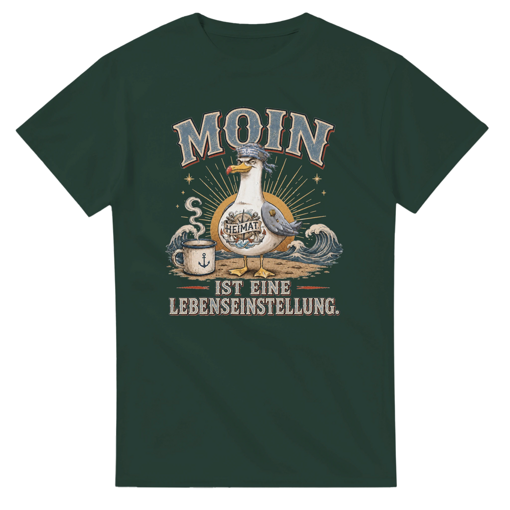 T-Shirt in Natur mit Motiv „Moin ist eine Lebenseinstellung“