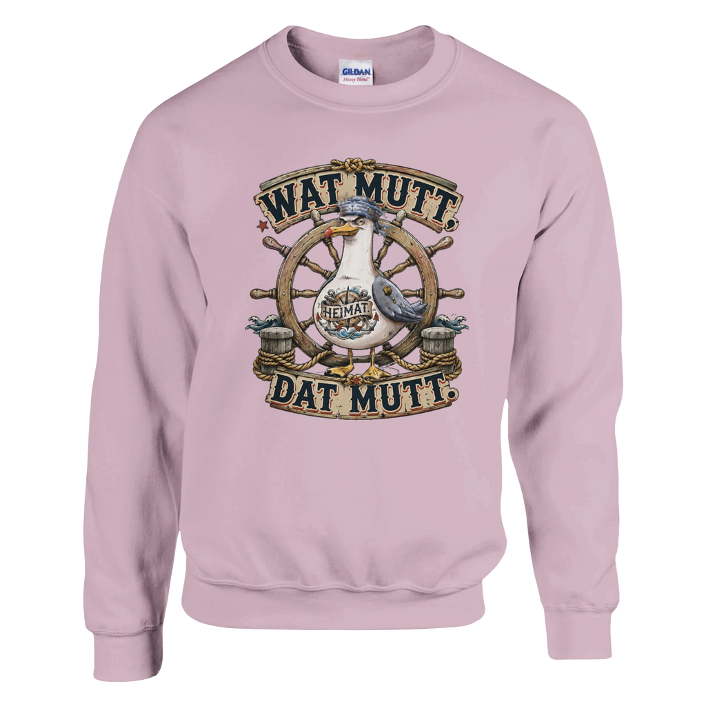 Pullover in Weiß mit Motiv „Wat Mutt, Dat Mutt. Möwe“