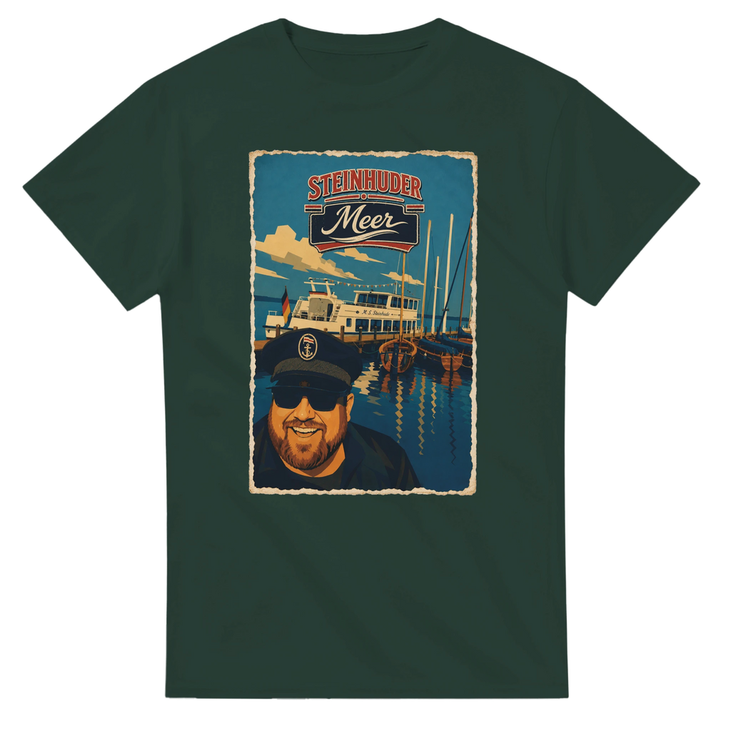 T-Shirt in Natur mit Motiv „Kapitän an Bord“