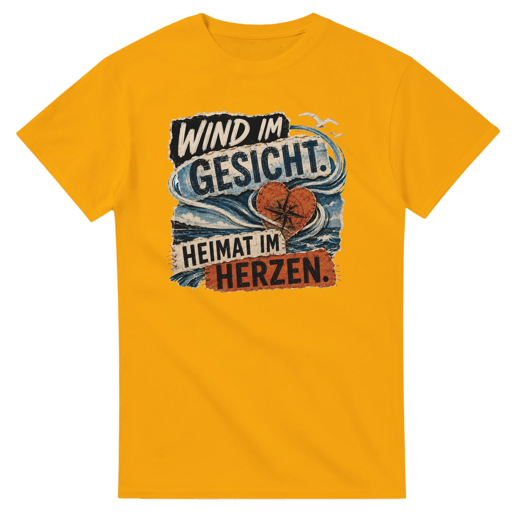 T-Shirt in Weiß mit Motiv „Wind im Gesicht. Heimat im Herzen.“