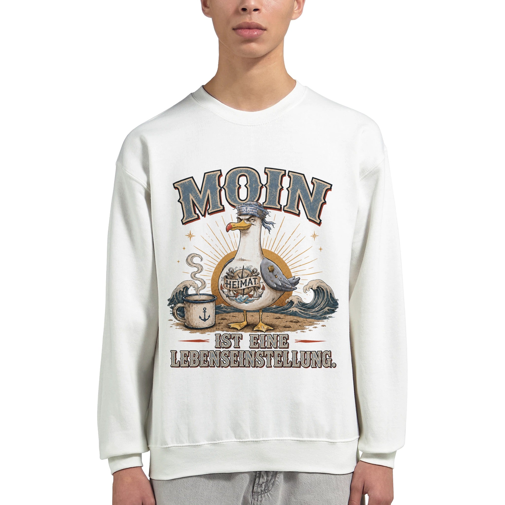Pullover in Hellrosa mit Motiv „Mehr Gesabbel braucht keiner“