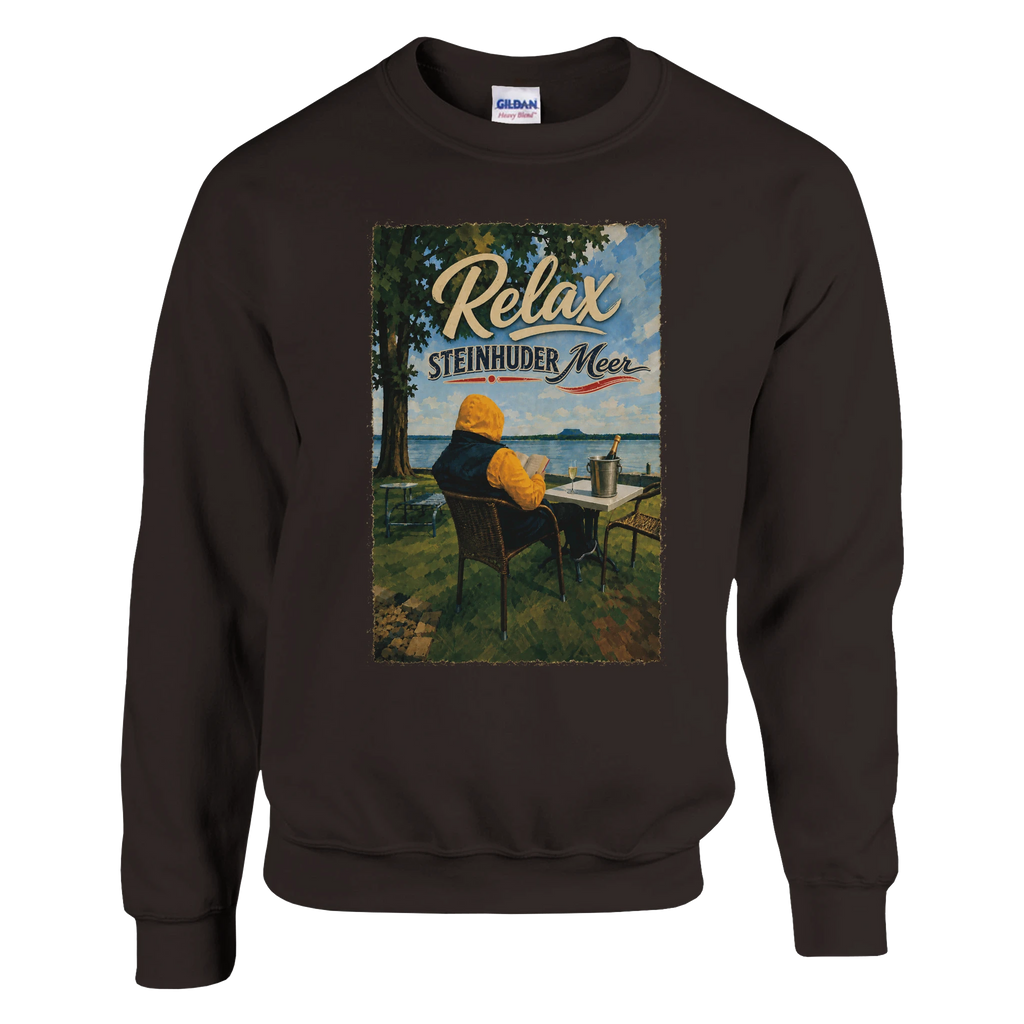 Pullover in Weiß mit Motiv „Relax und Champagner“