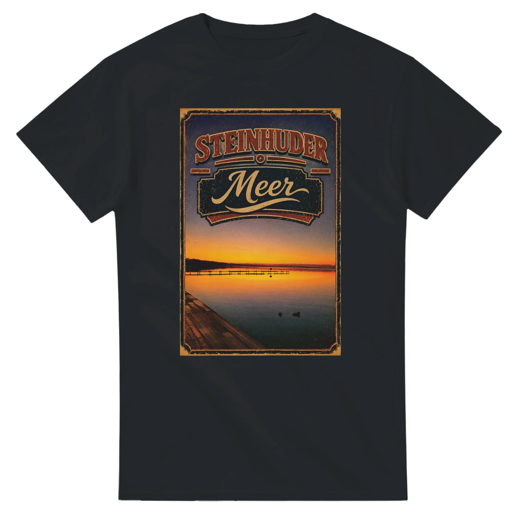 T-Shirt in Natur mit Motiv „Steg an der Planke“