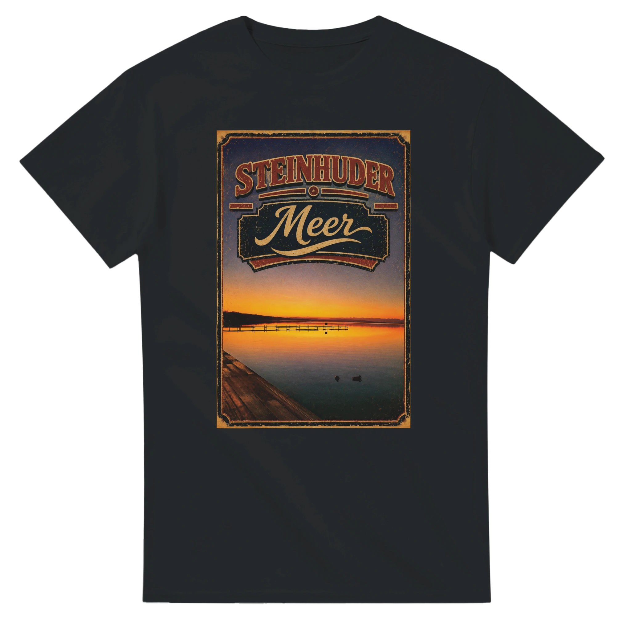 T-Shirt in Natur mit Motiv „Steg an der Planke“