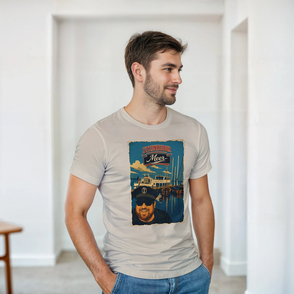 T-Shirt in Sand mit Motiv „Kapitän an Bord“
