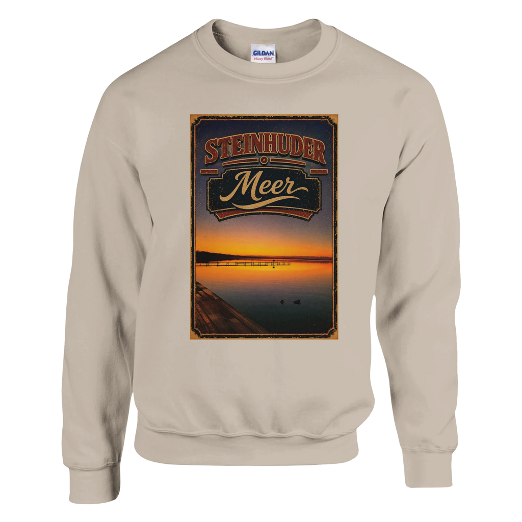 Pullover in Weiß mit Motiv „Steg an der Planke“