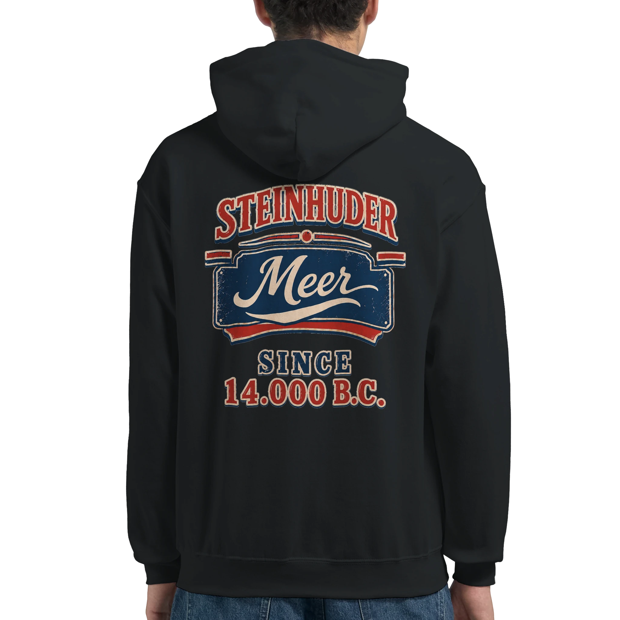 Hoodie in Weiß mit Motiv „Since 14.000 B.C.“