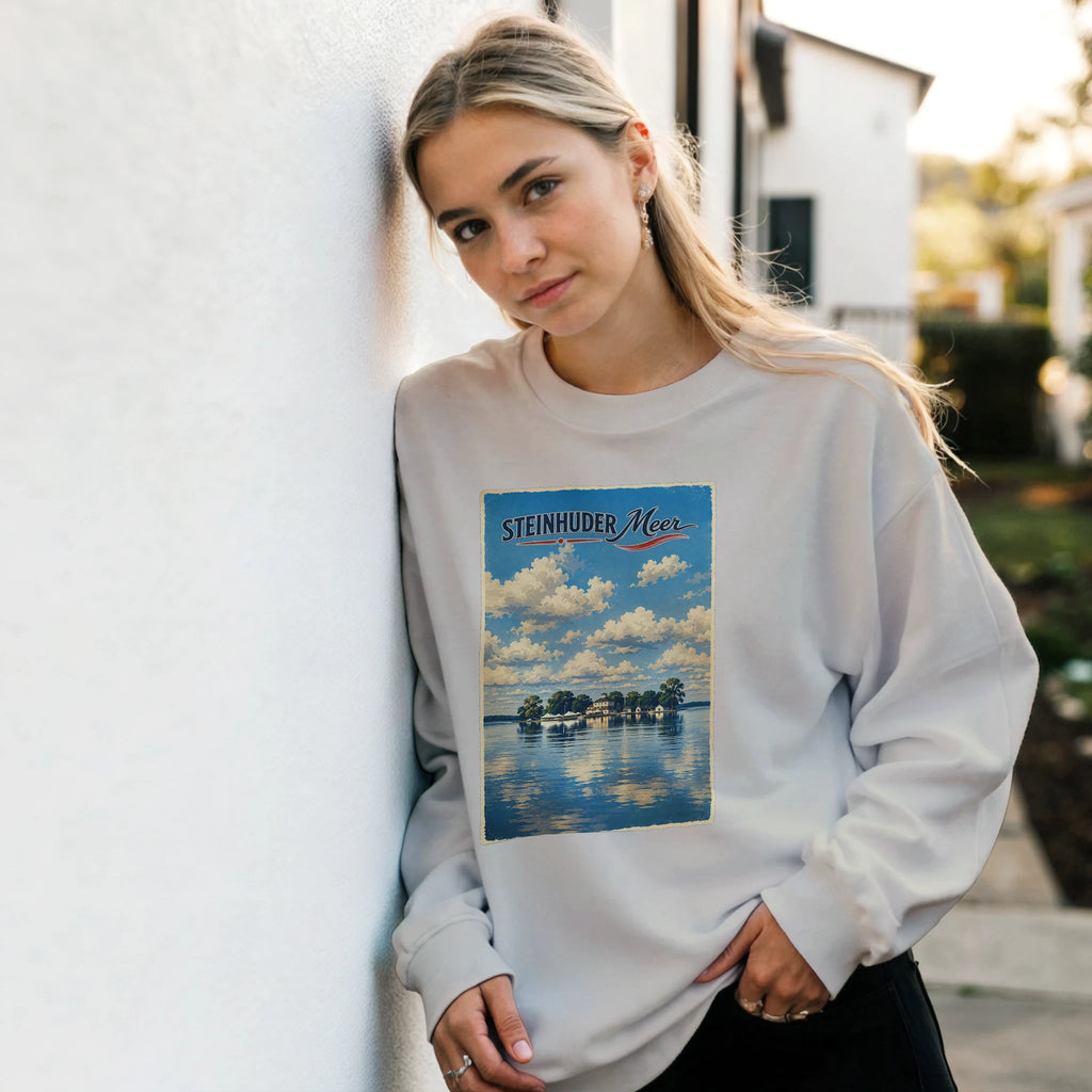 Pullover in Sand mit Motiv „Wilhelmstein im Steinhuder Meer“