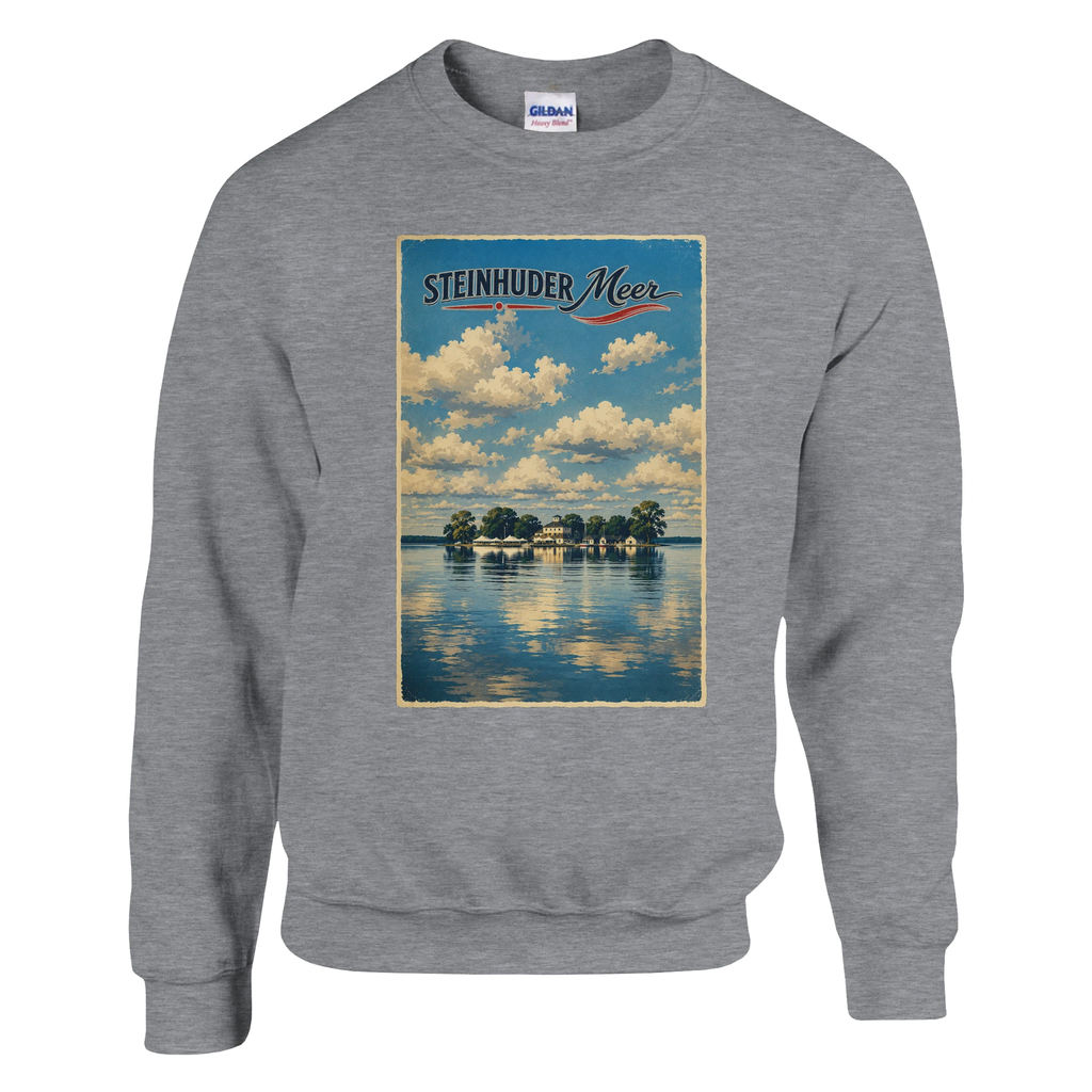 Pullover in Aschgrau mit Motiv „Wilhelmstein im Steinhuder Meer“