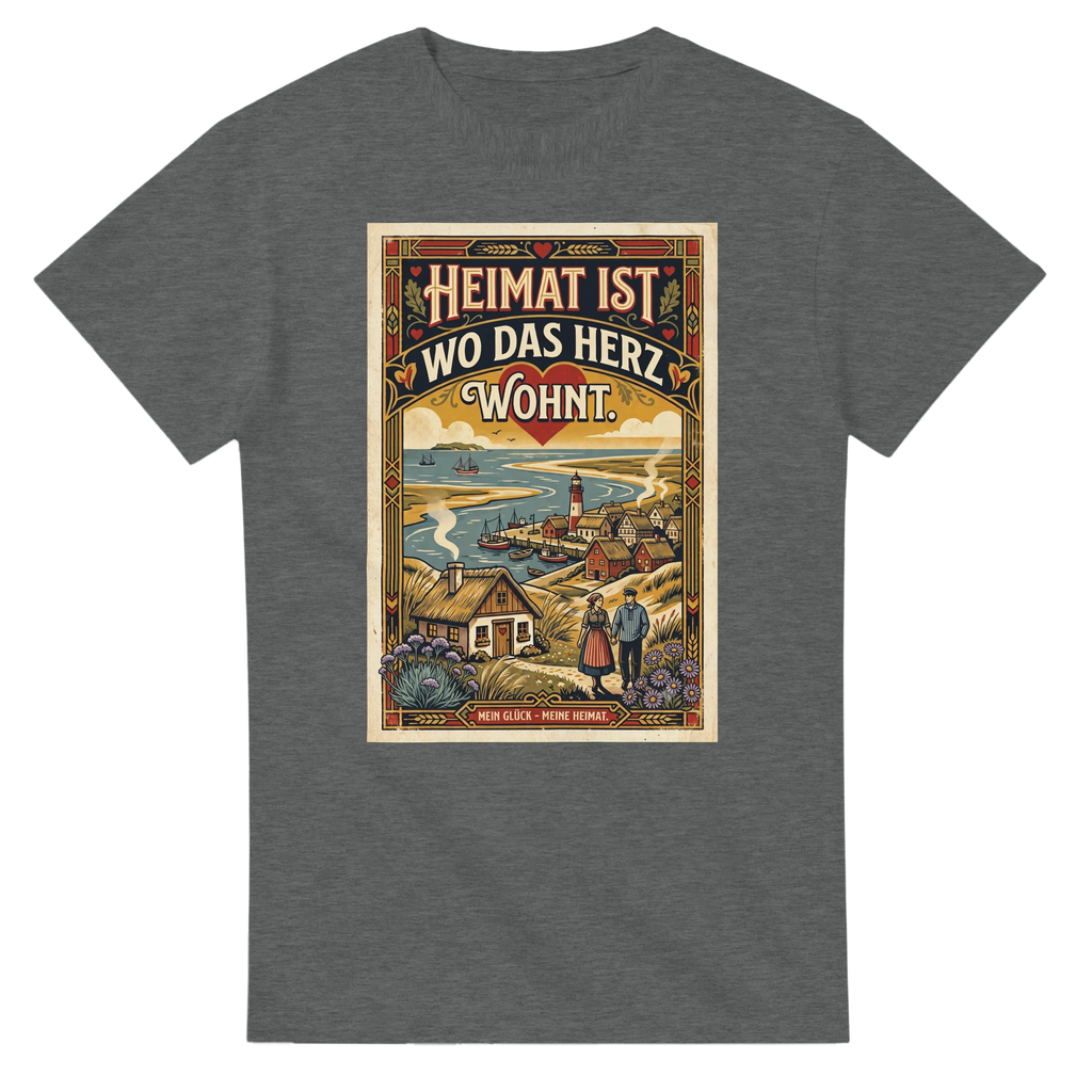 T-Shirt in Weiß mit Motiv „Heimat ist, wo das Herz wohnt“