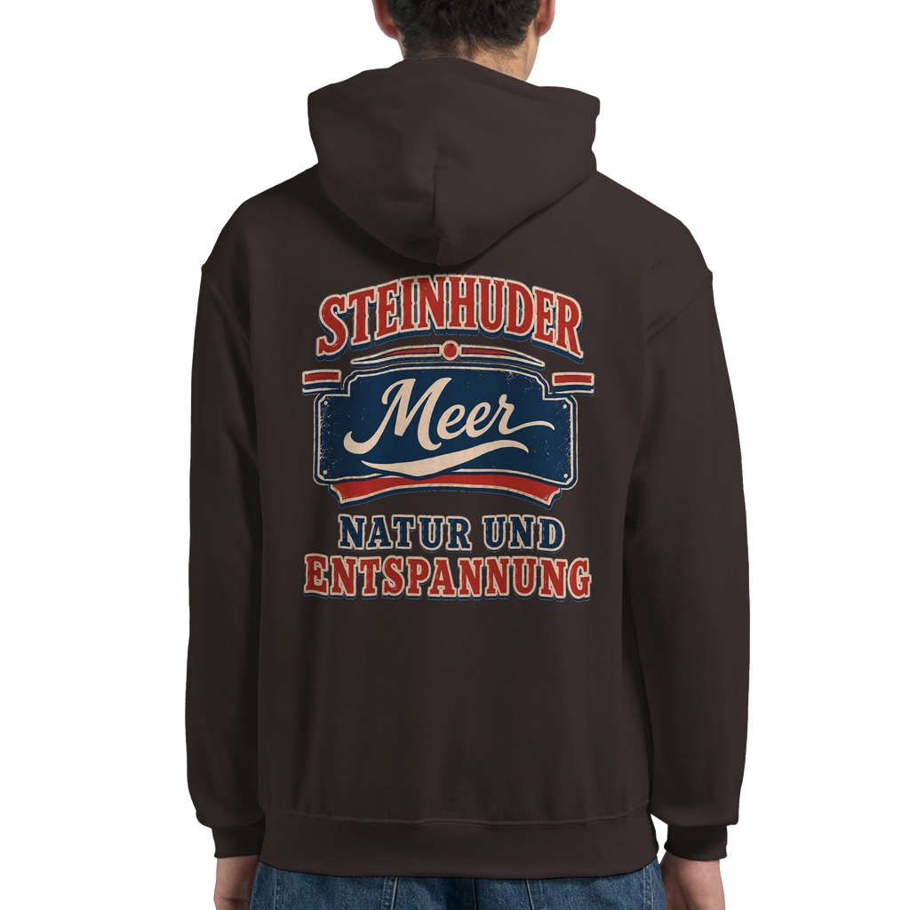 Hoodie in Aschgrau mit Motiv „Natur und Entspannung am Steinhuder Meer“