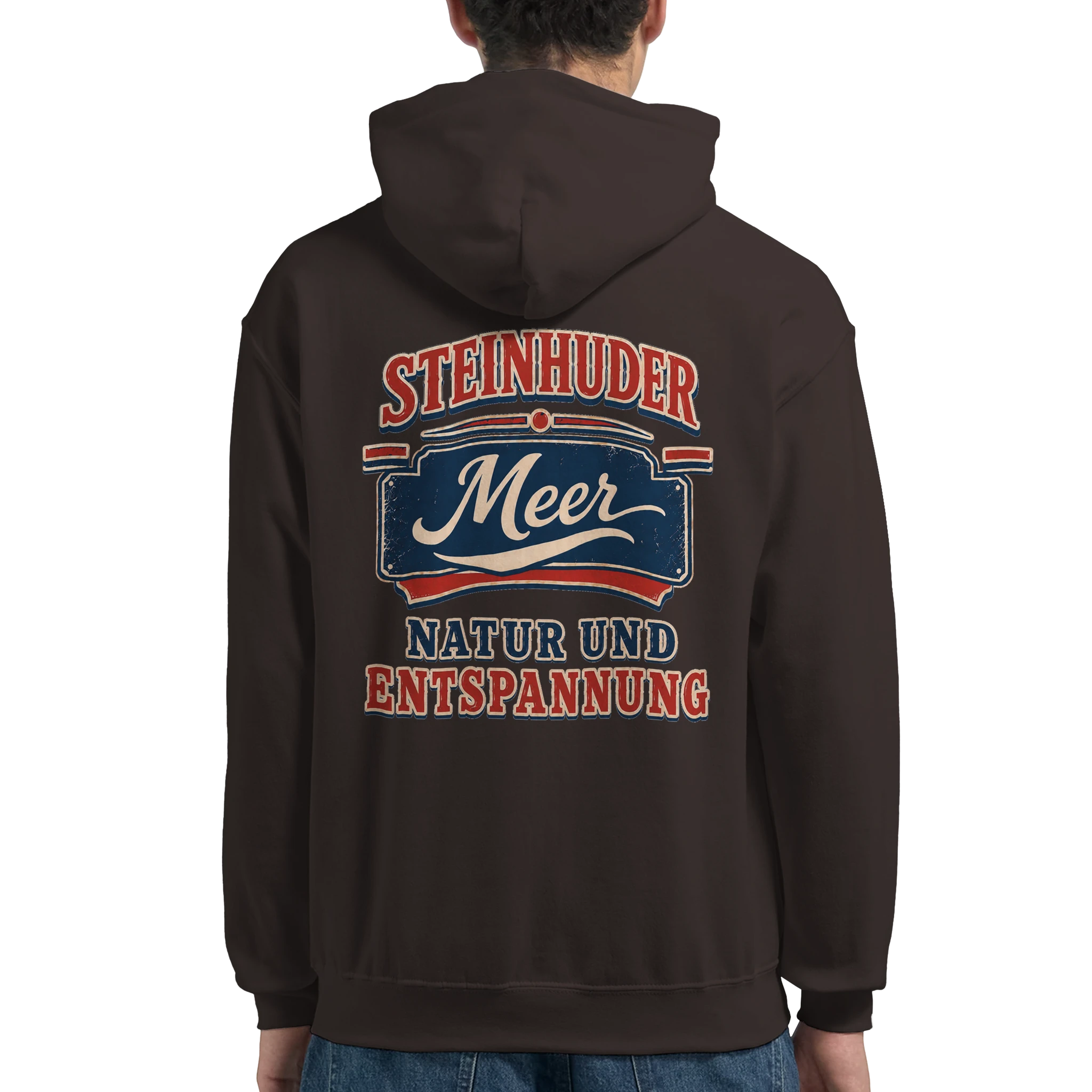Hoodie in Aschgrau mit Motiv „Natur und Entspannung am Steinhuder Meer“