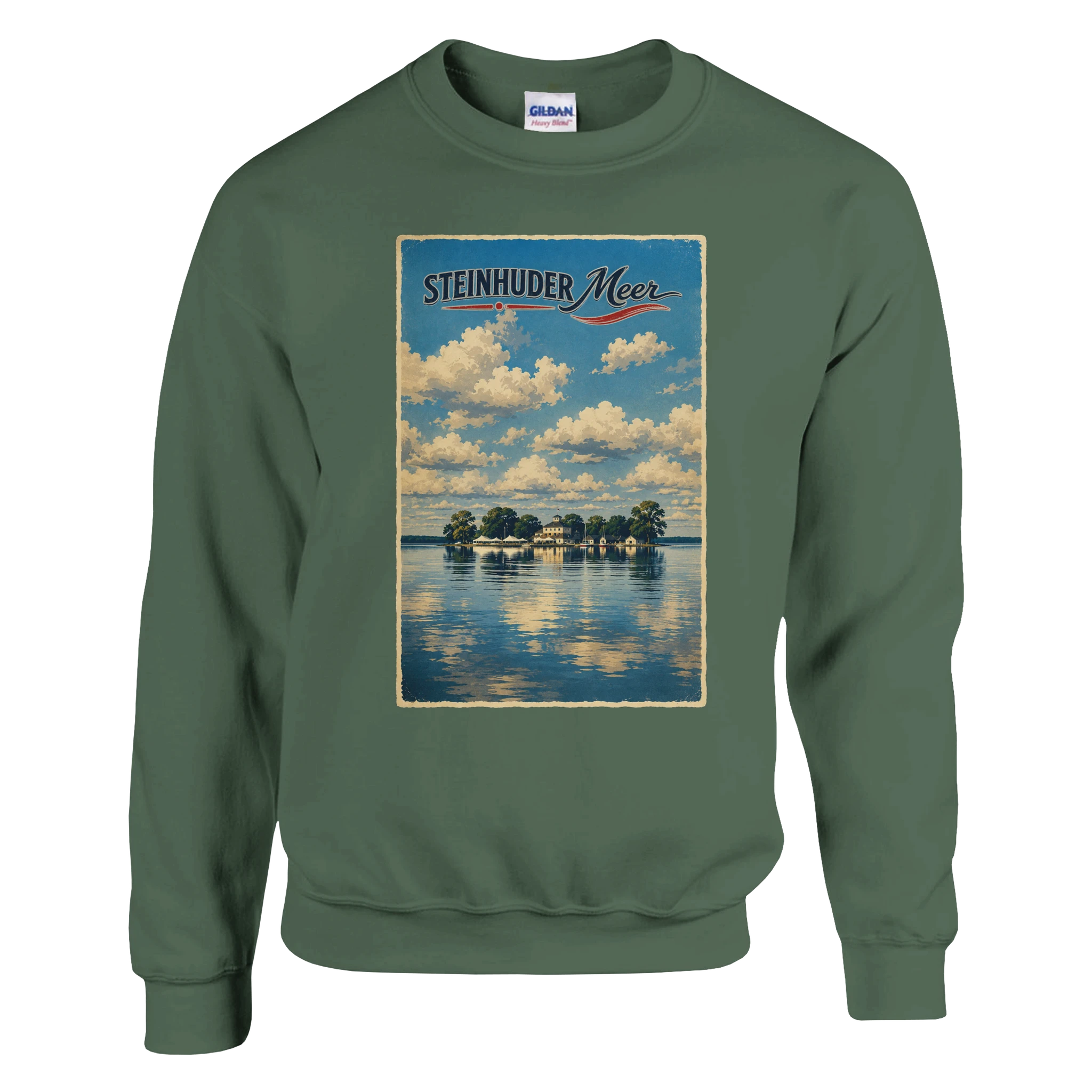 Pullover in Weiß mit Motiv „Wilhelmstein im Steinhuder Meer“