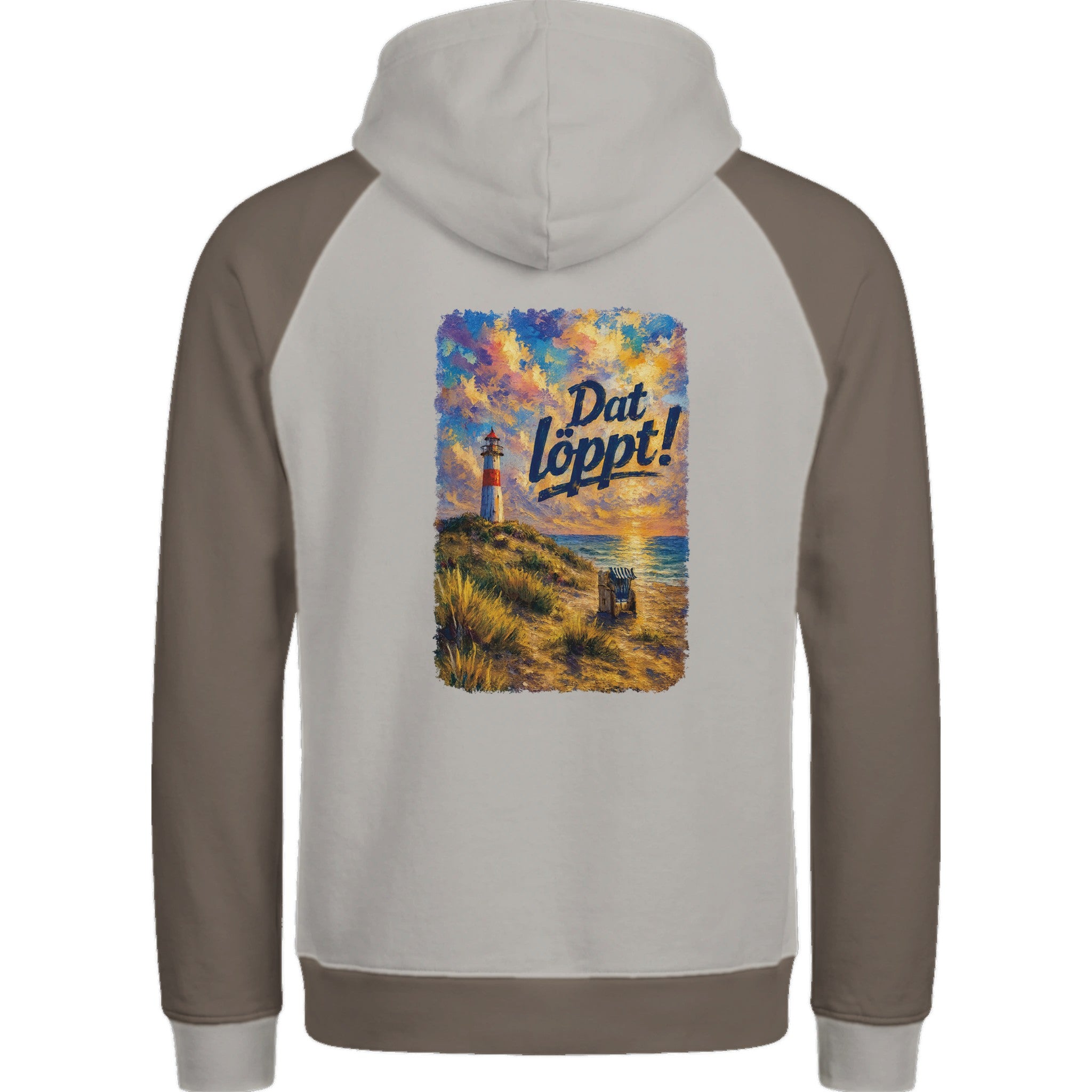 Hoodie in Ton mit Motiv „Dat löppt! - Typisch Norddeutsch“