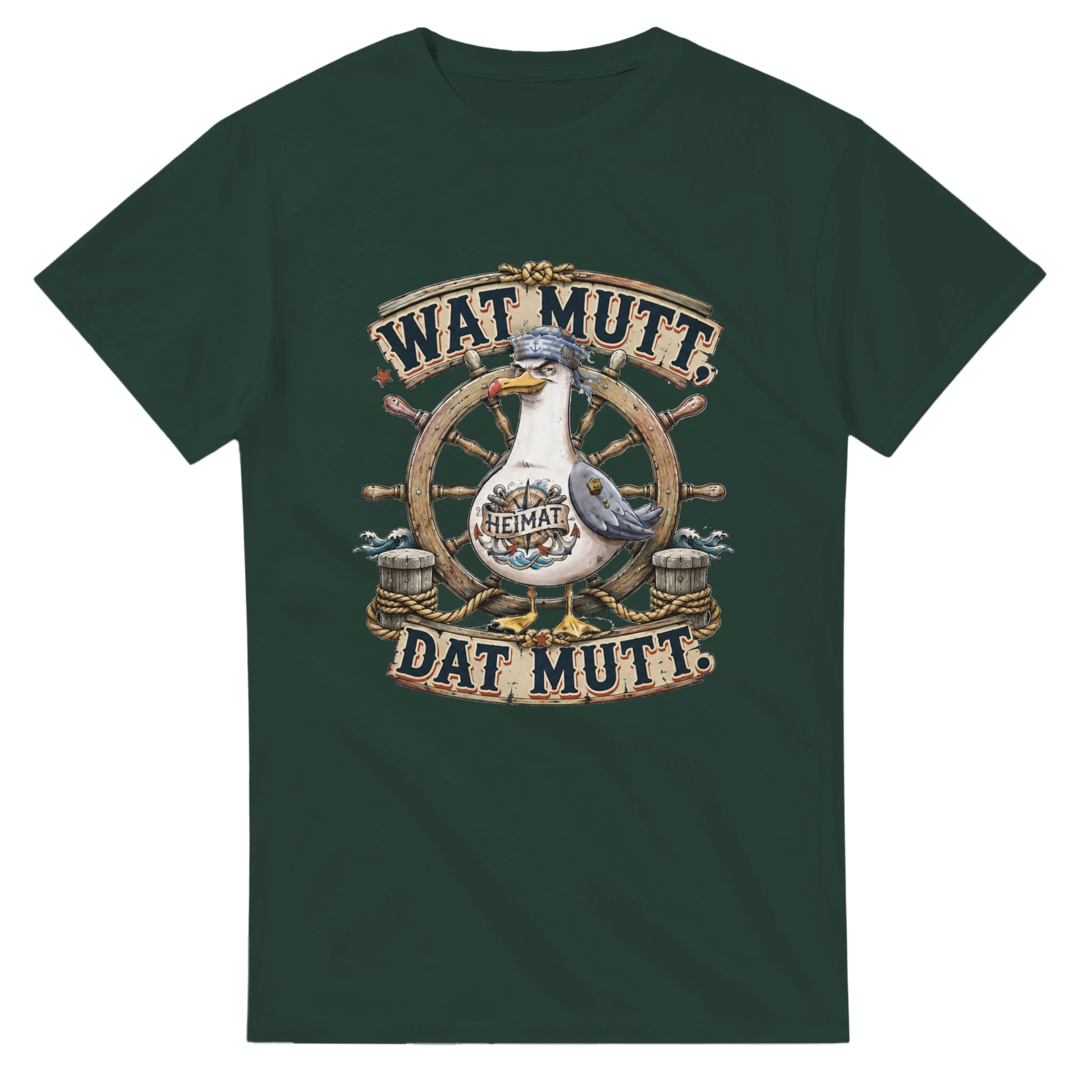 T-Shirt in Weiß mit Motiv „Wat Mutt, Dat Mutt. Möwe“