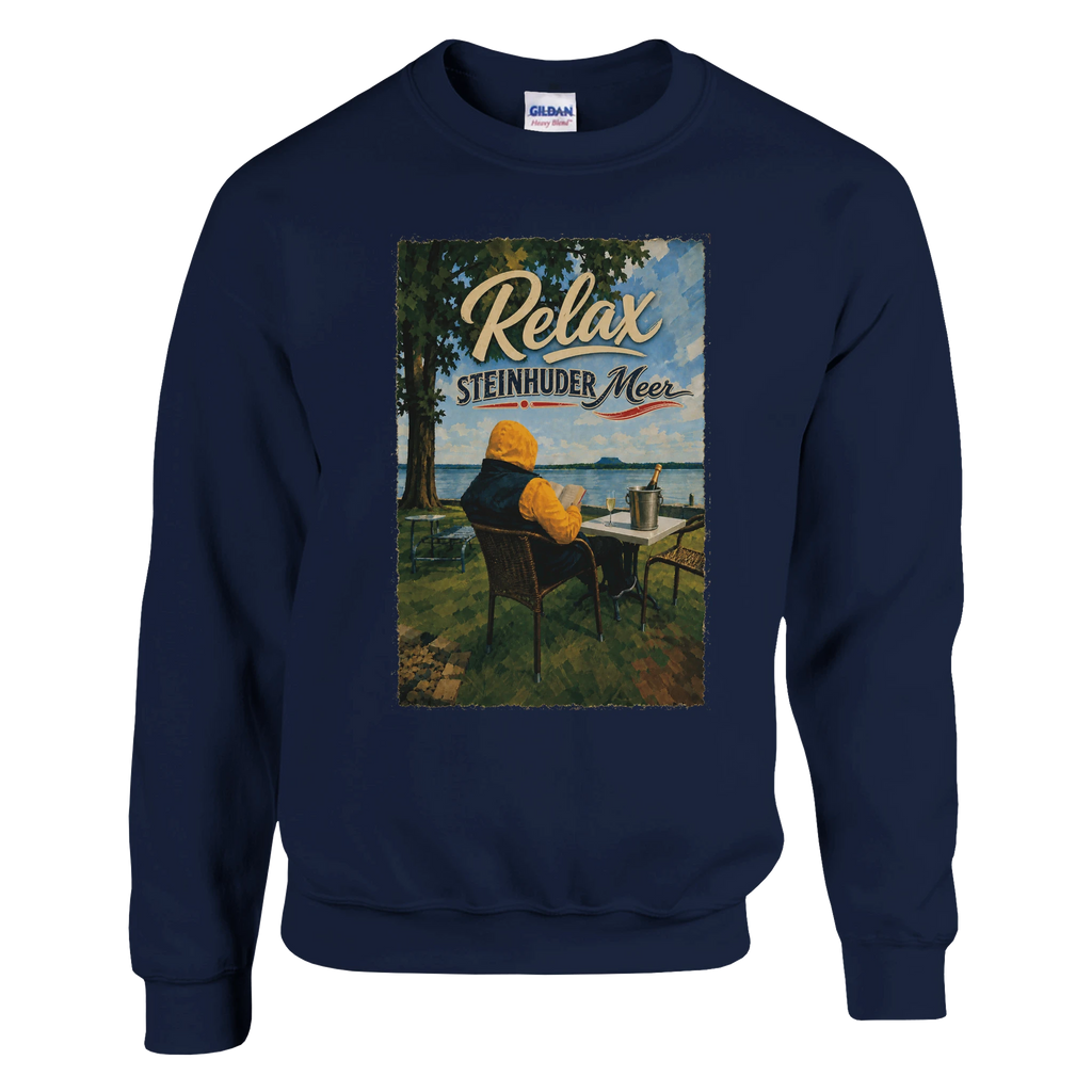 Pullover in Aschgrau mit Motiv „Relax und Champagner“