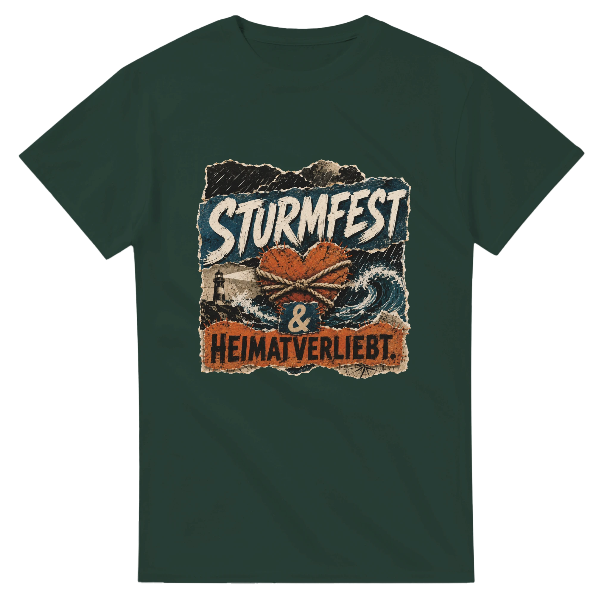 T-Shirt in Weiß mit Motiv „Sturmfest & Heimatverliebt.“