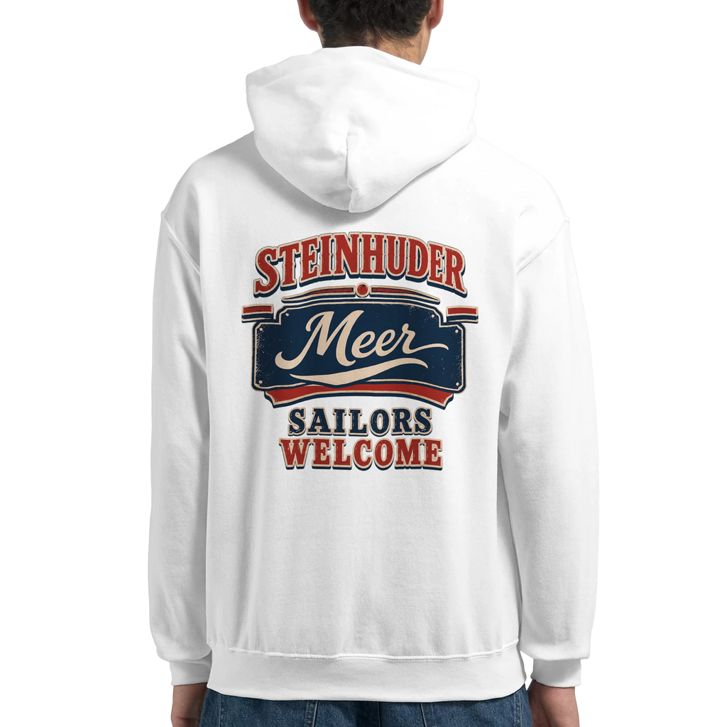 Hoodie in Weiß mit Motiv „Sailors Welcome“