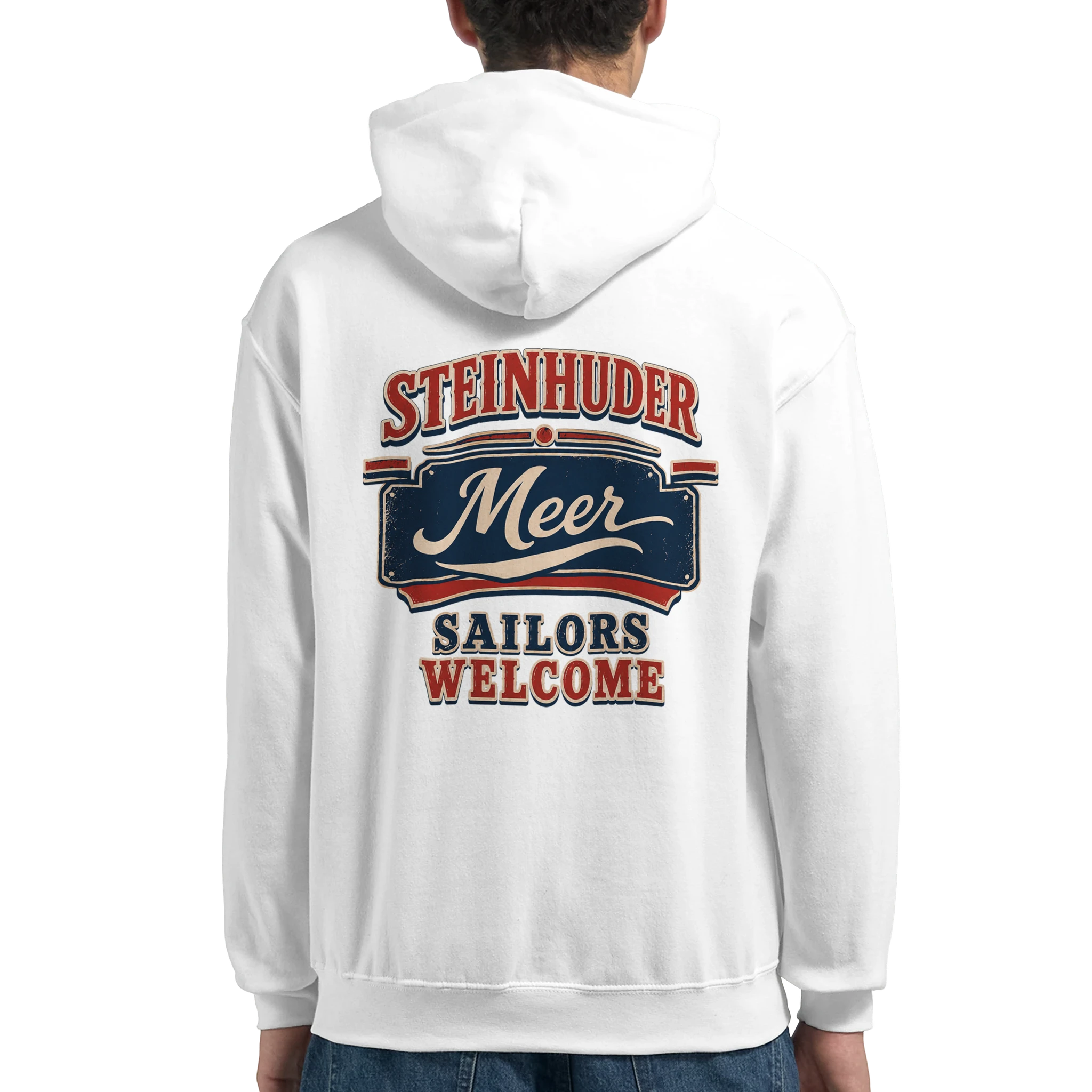 Hoodie in Weiß mit Motiv „Sailors Welcome“