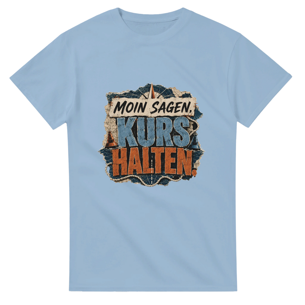 T-Shirt in Weiß mit Motiv „Moin sagen. Kurs halten.“