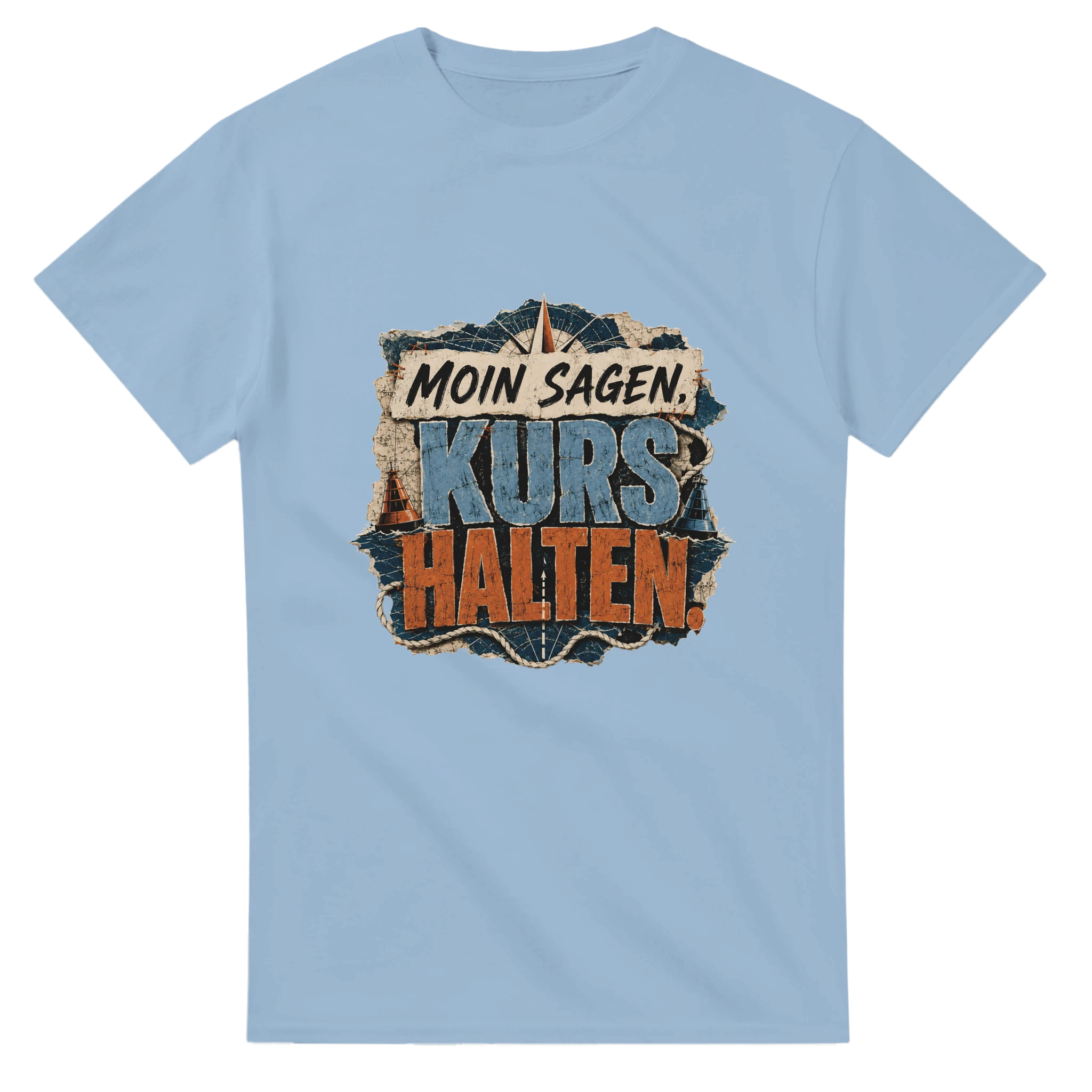 T-Shirt in Weiß mit Motiv „Moin sagen. Kurs halten.“