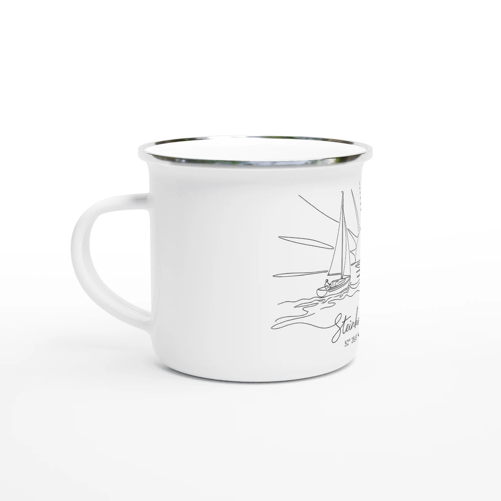 Weiße Emaille-Tasse, 350 ml