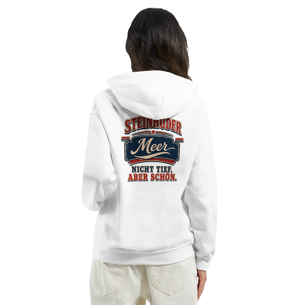 Hoodie in Aschgrau mit Motiv „Nicht tief, aber schön – HeimatLiebe“