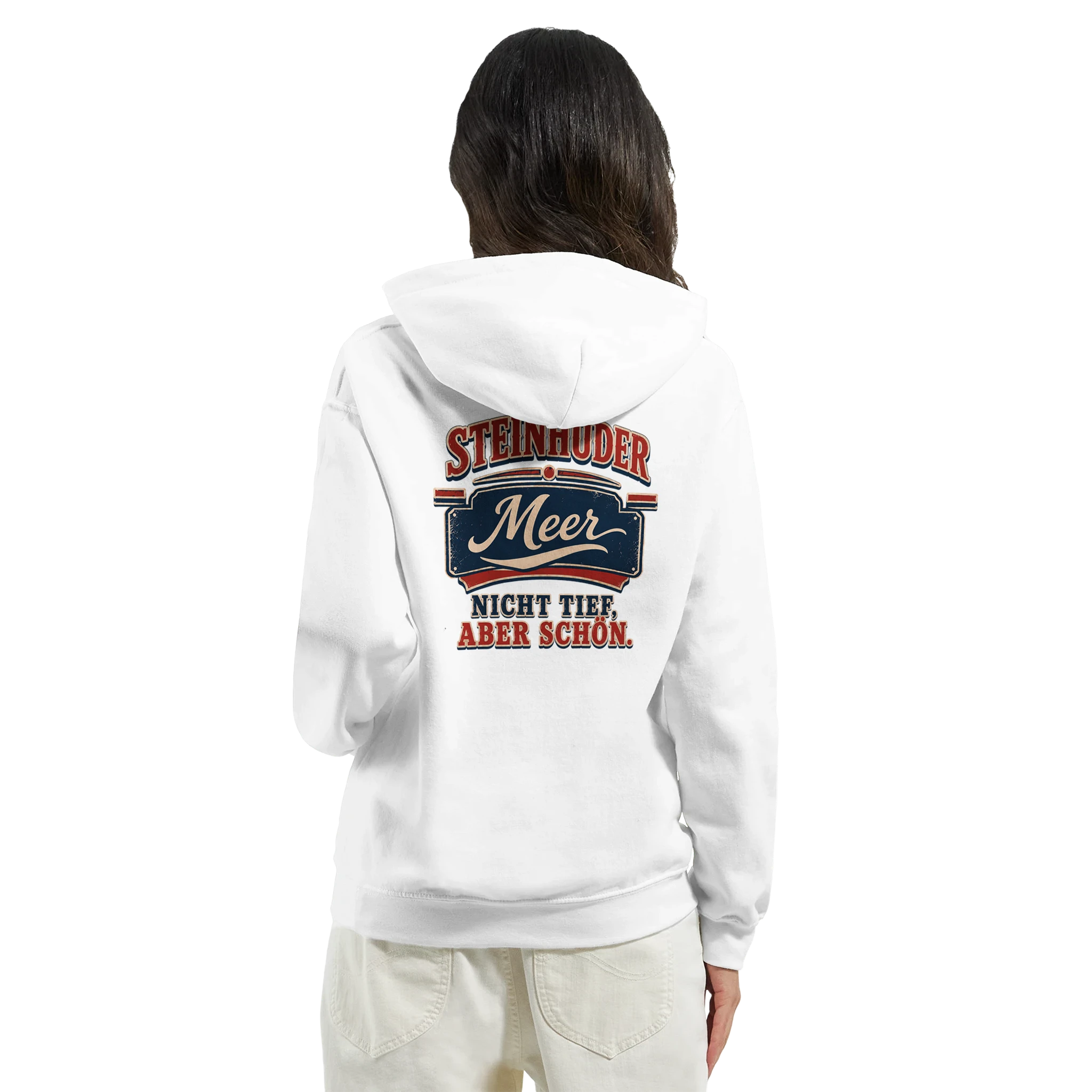 Hoodie in Aschgrau mit Motiv „Nicht tief, aber schön – HeimatLiebe“