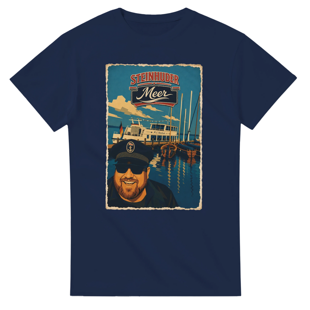 T-Shirt in Natur mit Motiv „Kapitän an Bord“