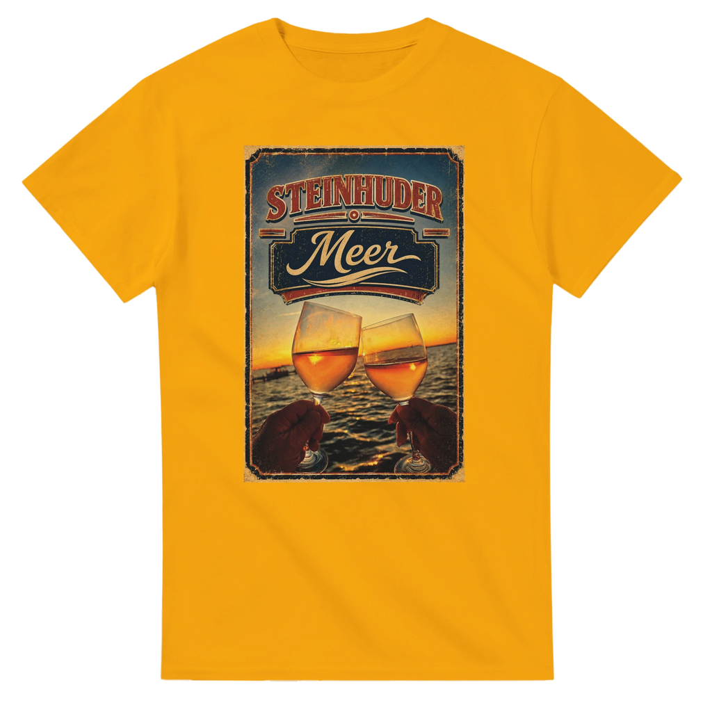 T-Shirt in Natur mit Motiv „Stößchen bei Sunset“