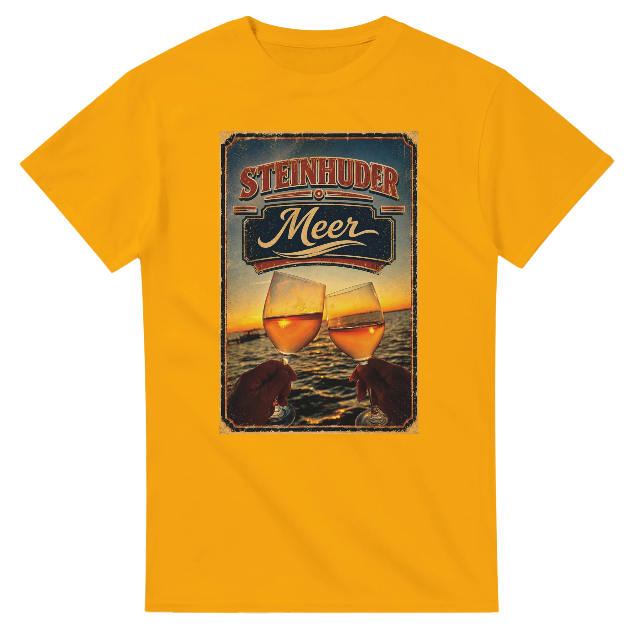 T-Shirt in Natur mit Motiv „Stößchen bei Sunset“
