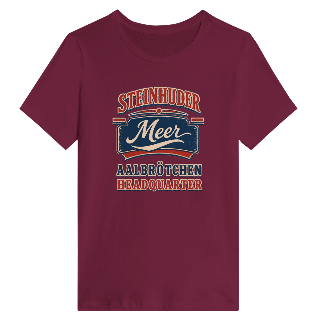 Damen-T-Shirt in Zitronengelb mit Motiv „Aalbrötchen“