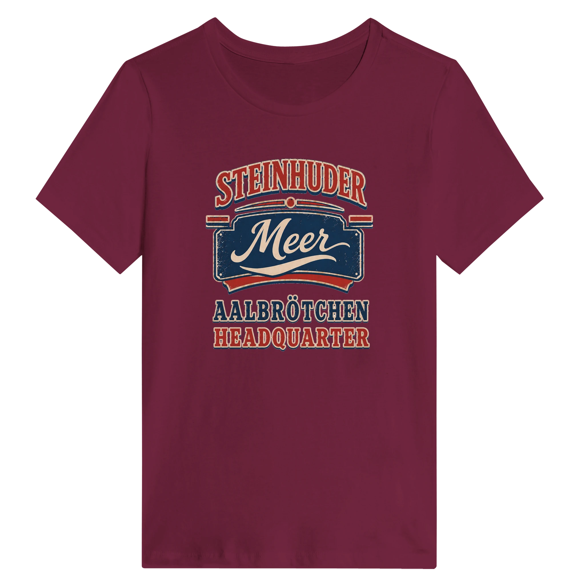 Damen-T-Shirt in Zitronengelb mit Motiv „Aalbrötchen“