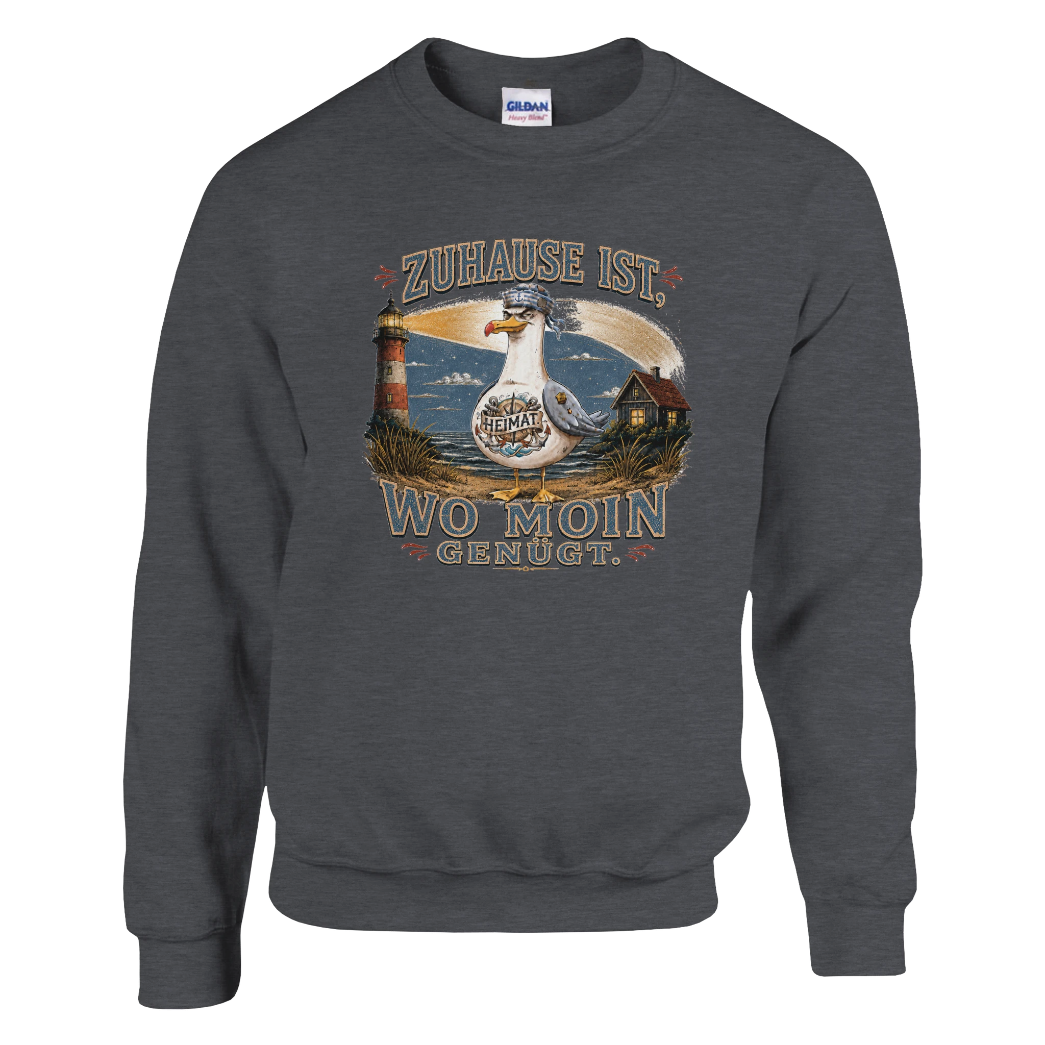 Pullover in Hellrosa mit Motiv „Zuhause ist, wo Moin genügt. Möwe“