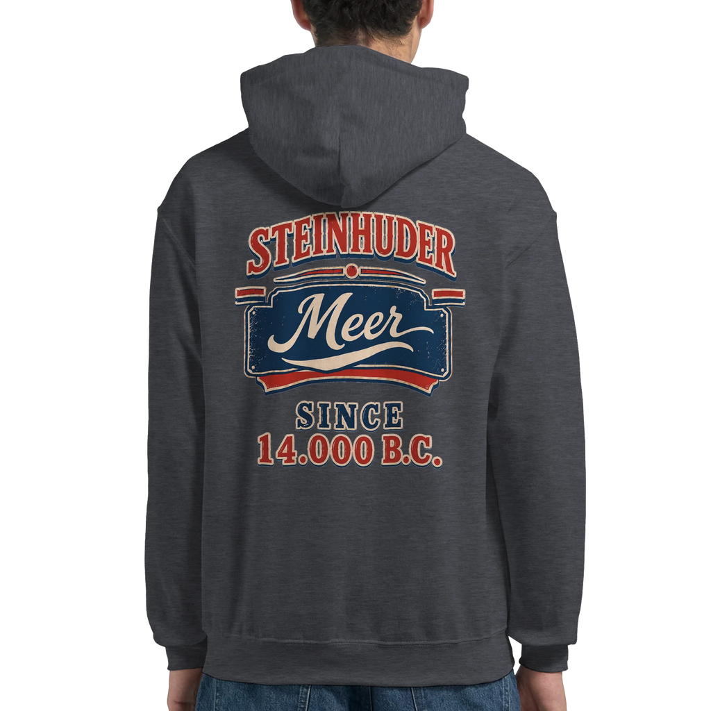 Hoodie in Aschgrau mit Motiv „Since 14.000 B.C.“