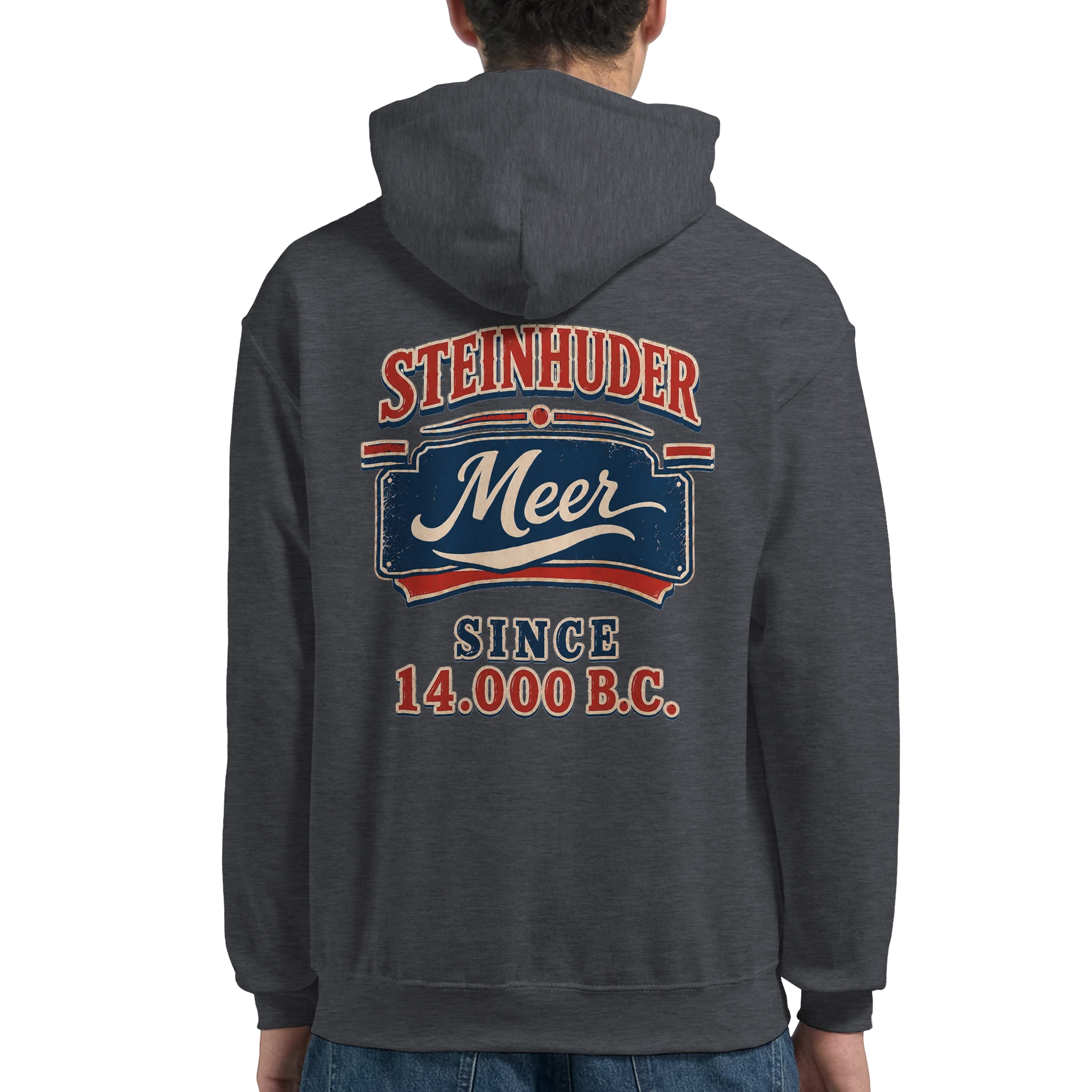 Hoodie in Aschgrau mit Motiv „Since 14.000 B.C.“
