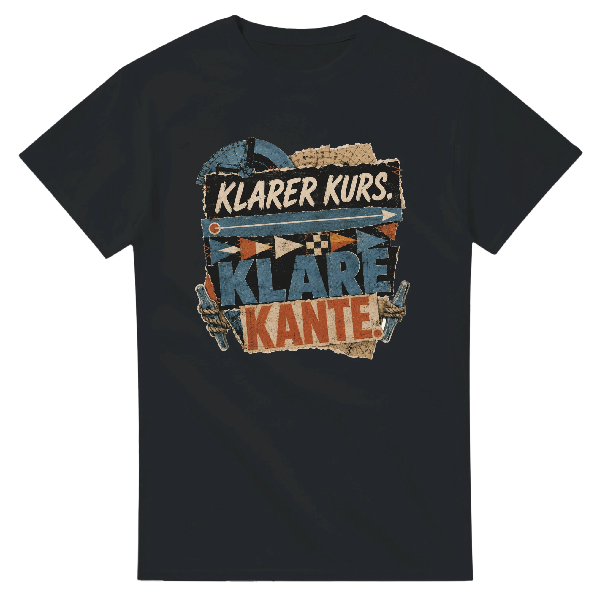 T-Shirt in Natur mit Motiv „Klarer Kurs. Klare Kante.“