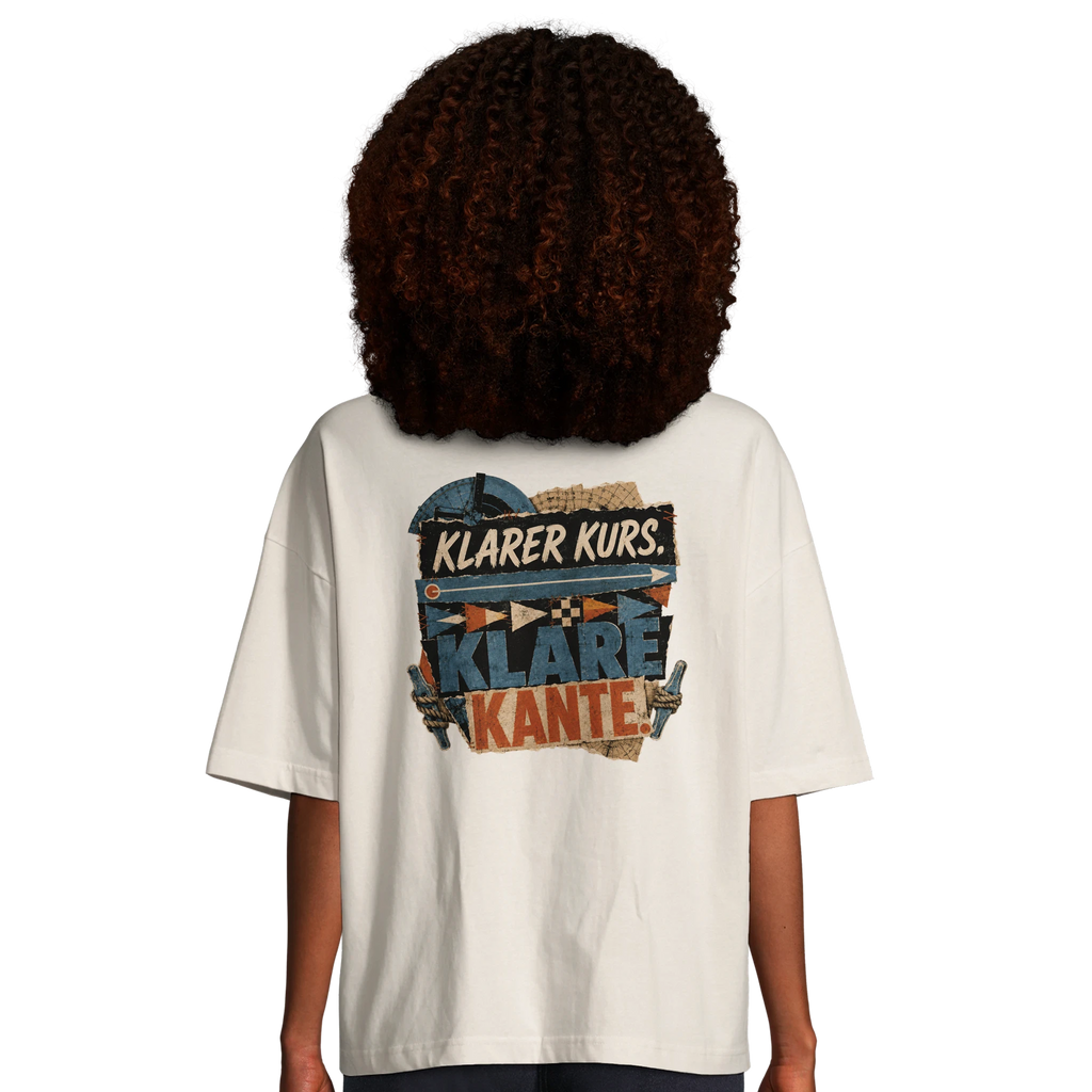 Damen-T-Shirt in Hellgelb mit Motiv „Klarer Kurs. Klare Kante.“