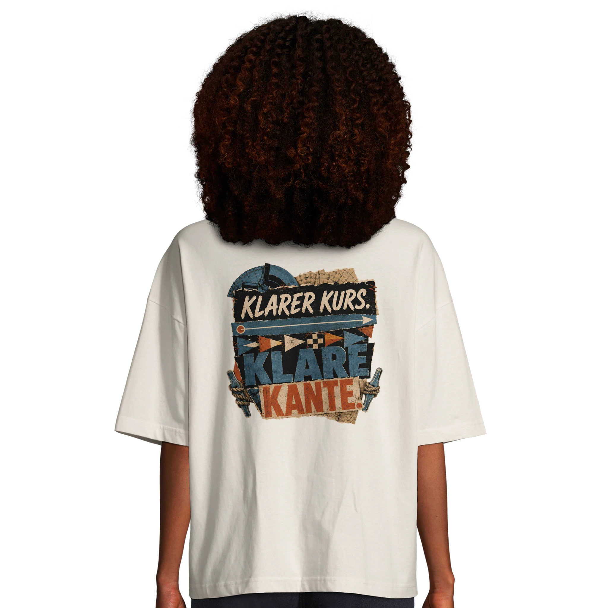 Damen-T-Shirt in Hellgelb mit Motiv „Klarer Kurs. Klare Kante.“
