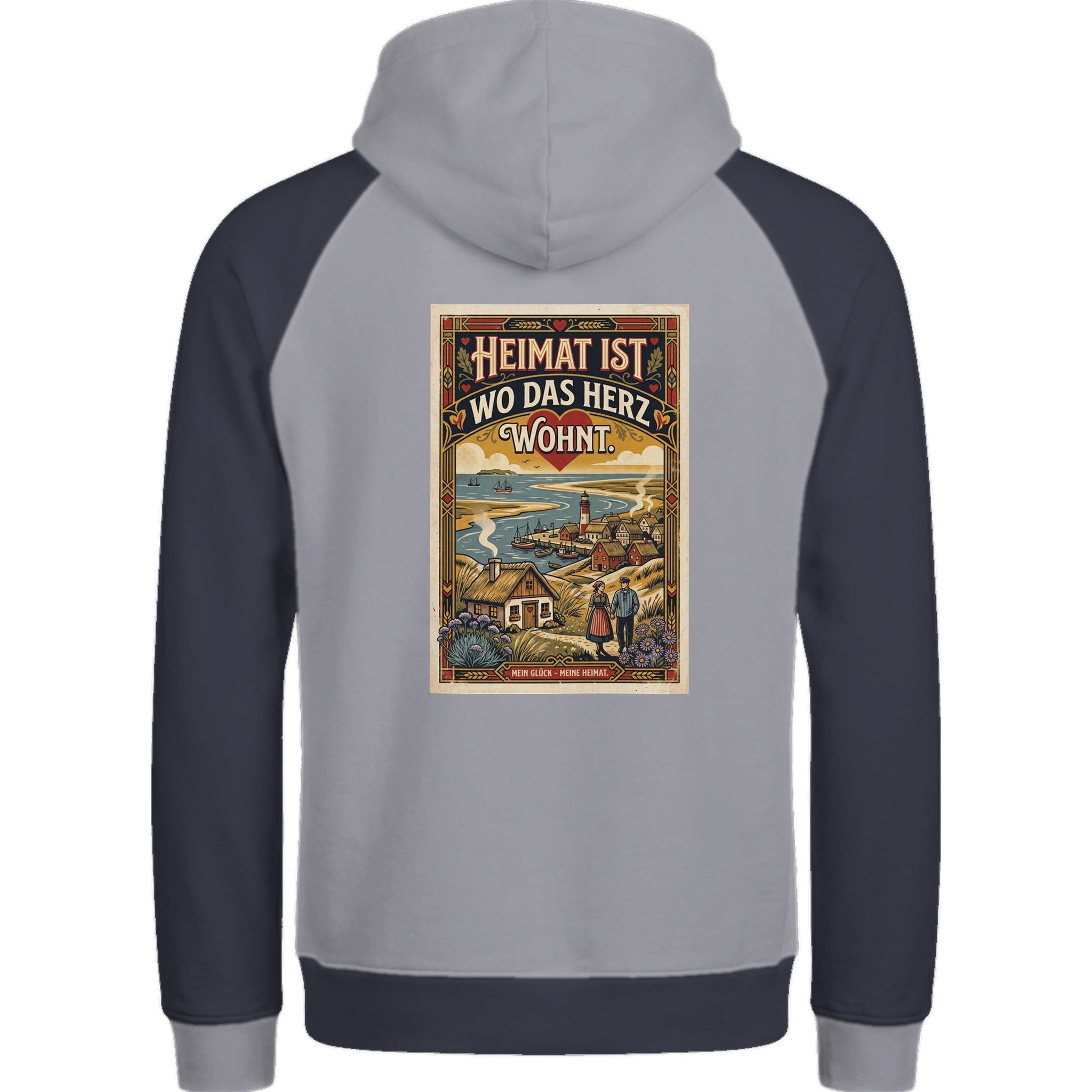 Hoodie in Ton mit Motiv „Heimat ist, wo das Herz wohnt“