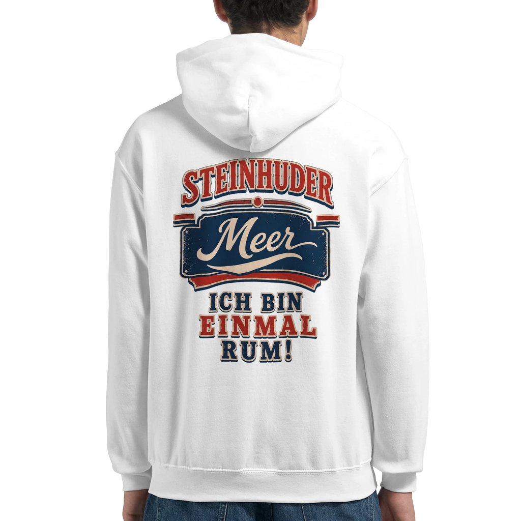 Hoodie in Sand mit Motiv „Ich bin einmal rum“