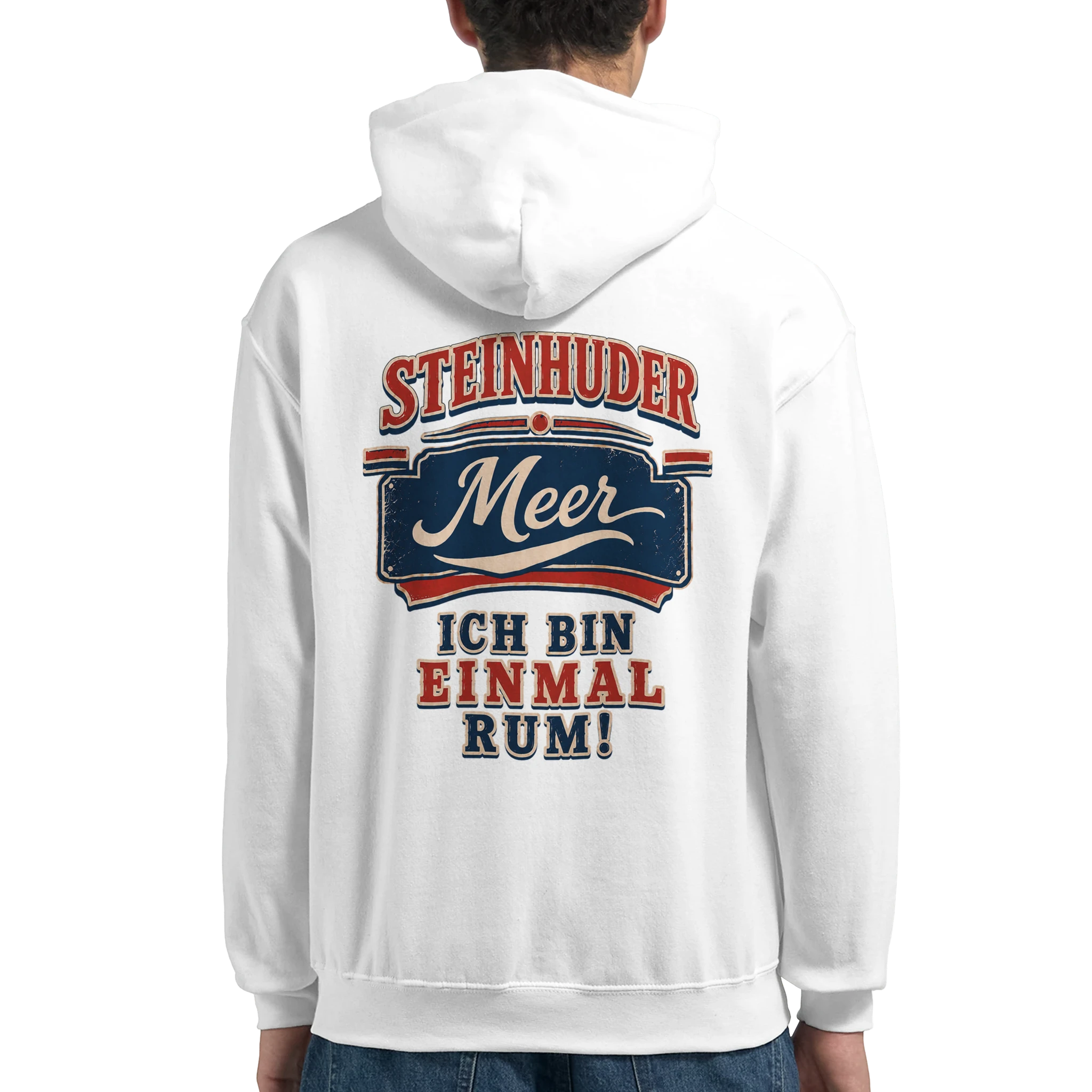 Hoodie in Sand mit Motiv „Ich bin einmal rum“