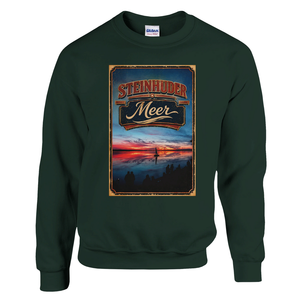 Pullover in Weiß mit Motiv „Sunset und Segler am Wilhelmstein – Steinhuder Meer“