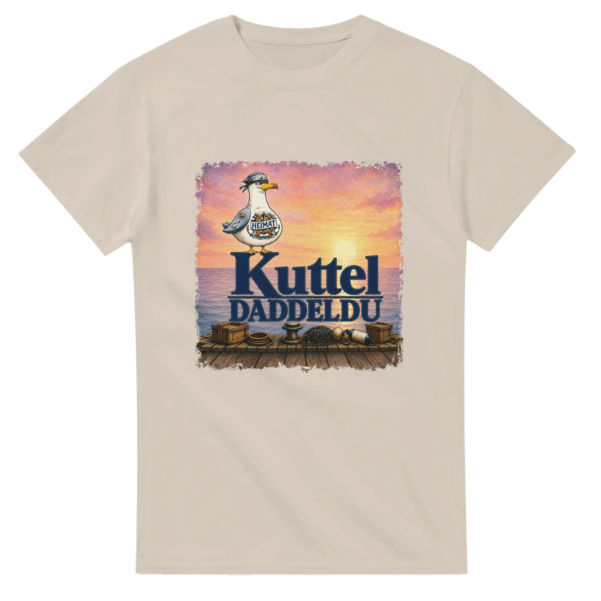 T-Shirt in Natur mit Motiv „Kuttel Daddeldu“