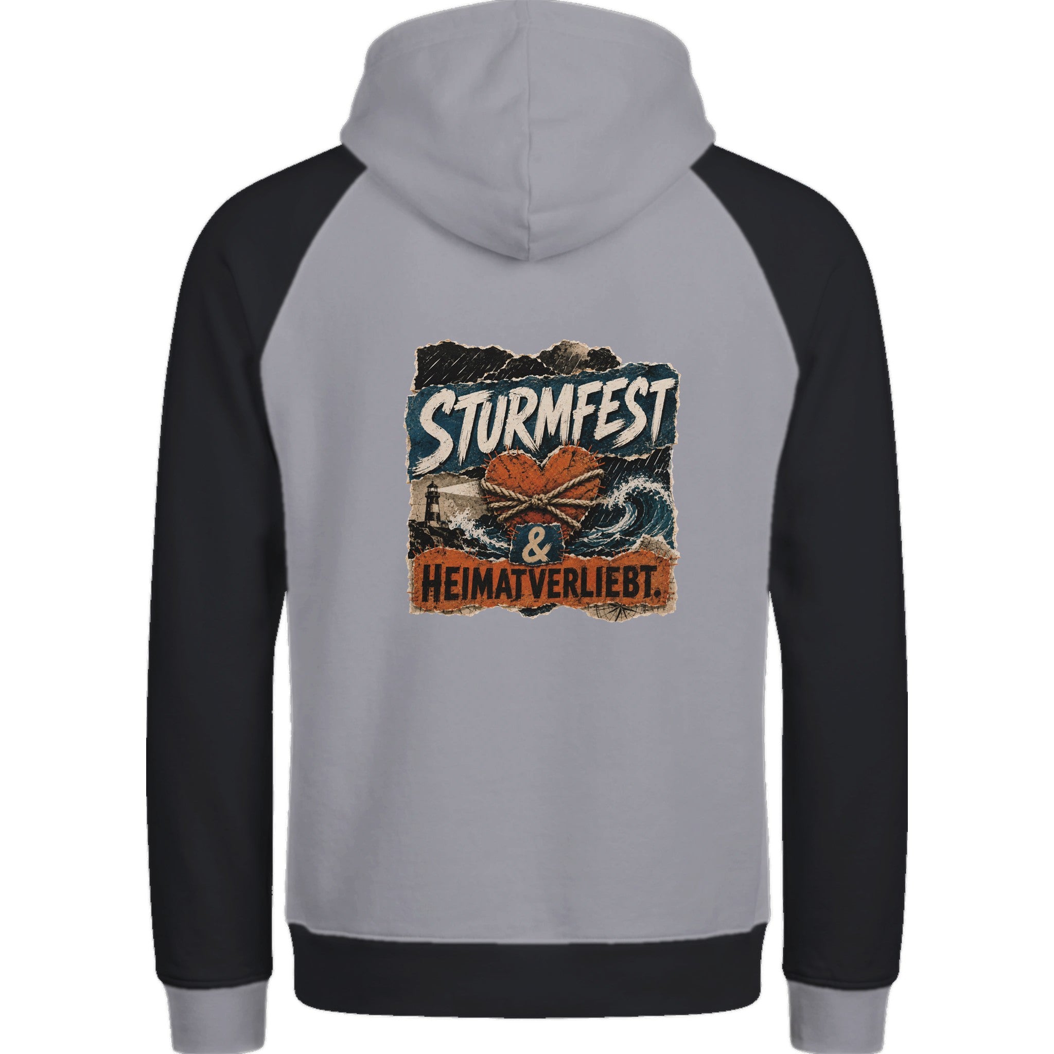 Hoodie in Ton mit Motiv „Sturmfest & Heimatverliebt“