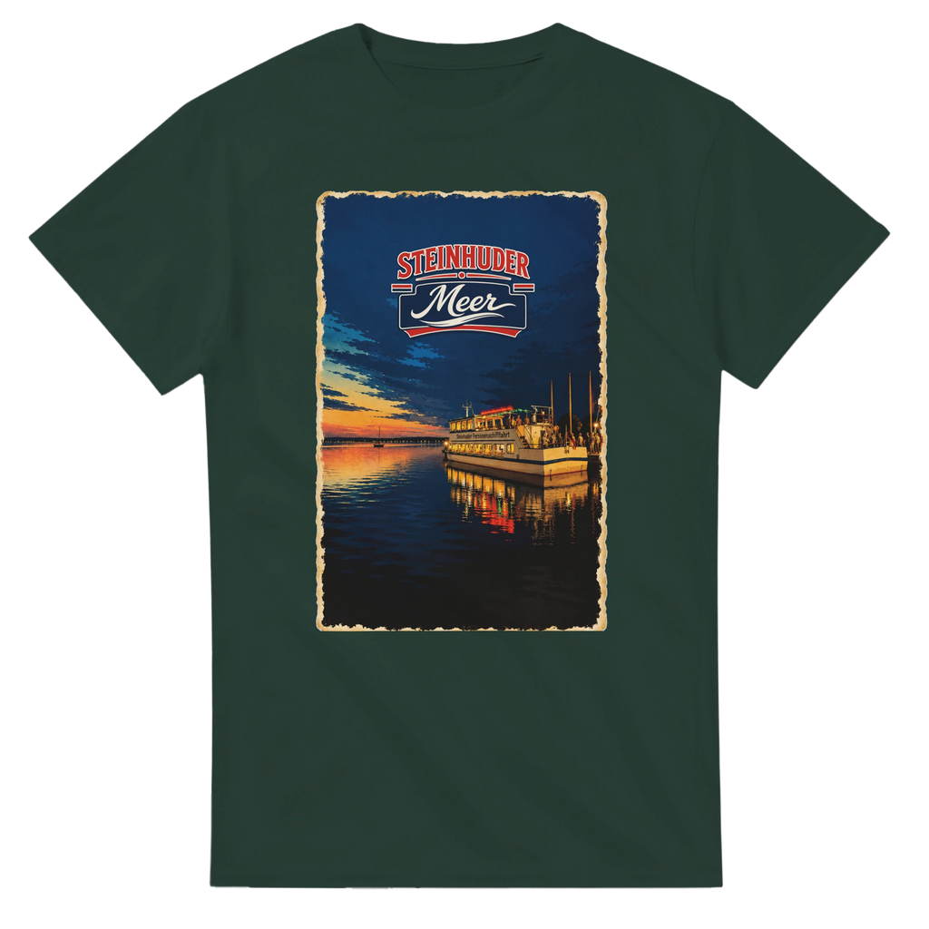T-Shirt in Weiß mit Motiv „MS Steinhude Abendstimmung“