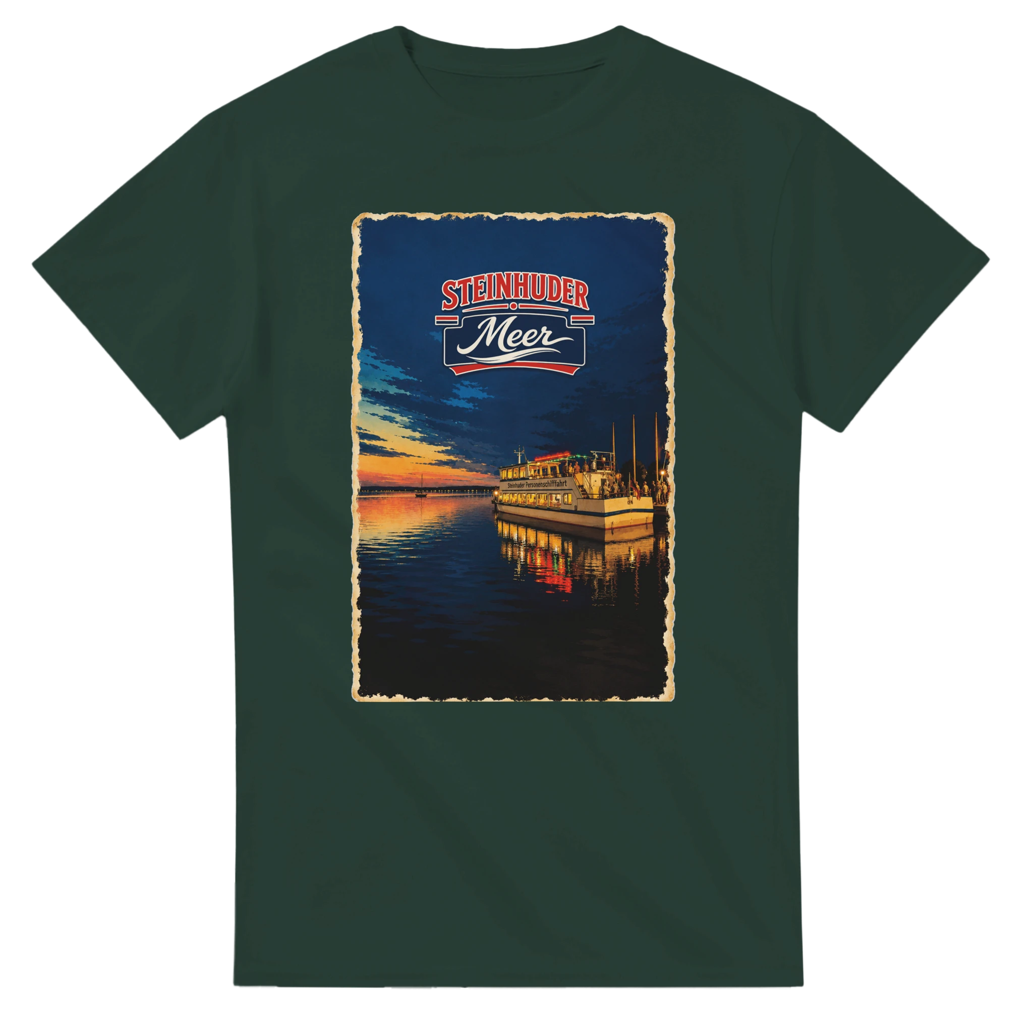 T-Shirt in Weiß mit Motiv „MS Steinhude Abendstimmung“