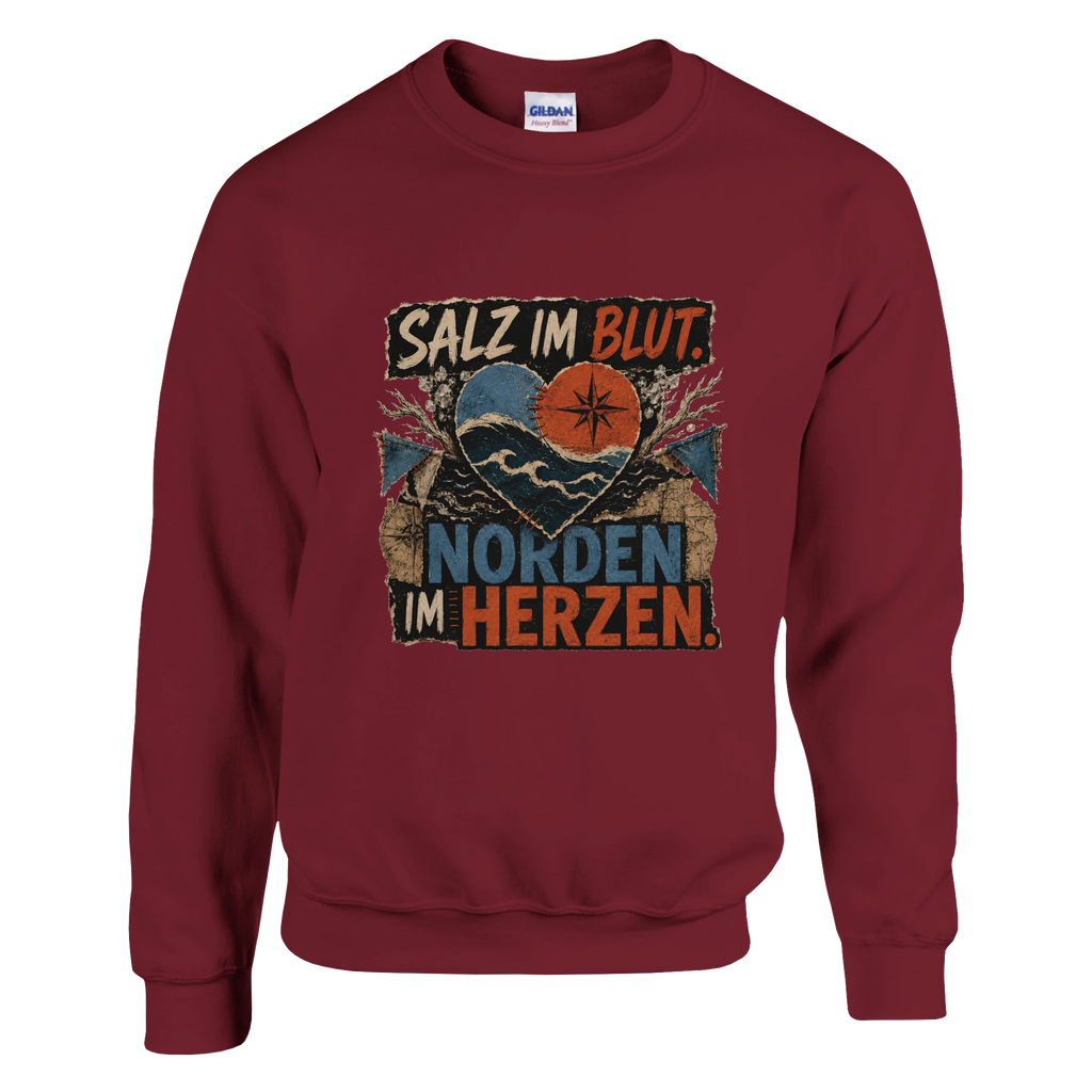 Pullover in Weiß mit Motiv „Salz im Blut. Norden im Herzen.“
