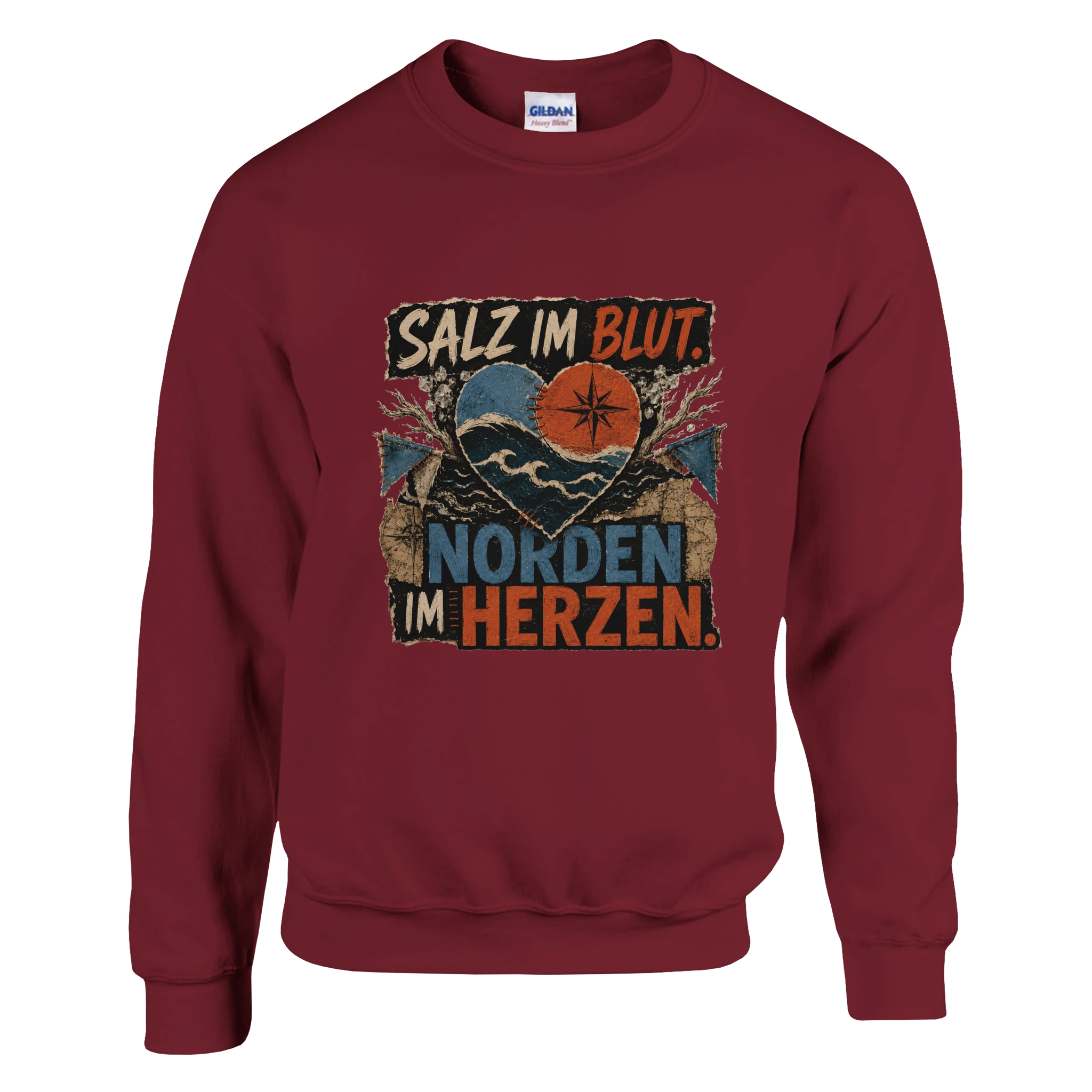 Pullover in Weiß mit Motiv „Salz im Blut. Norden im Herzen.“