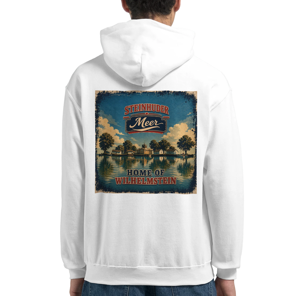 Hoodie in Weiß mit Motiv „Insel Wilhelmstein“